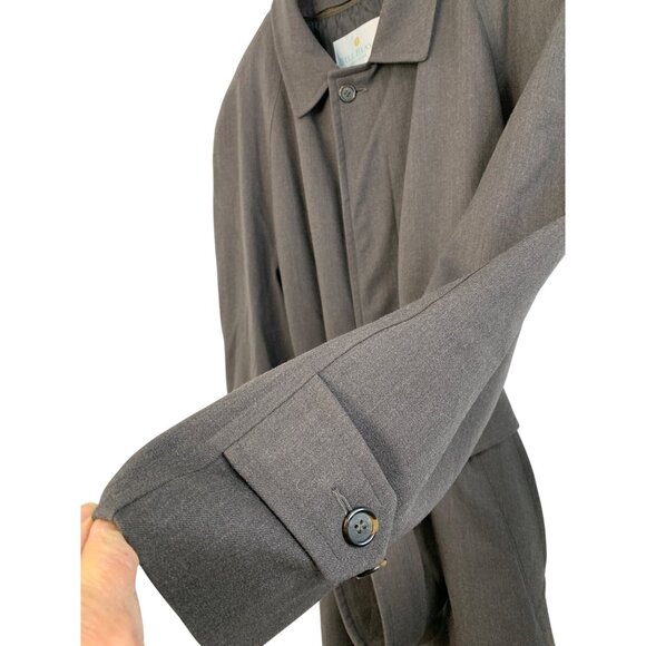 Rare Vintage Y2K Bill Blass Mens Trench Coat 48R Wool Single Breast Zip Away - Picture 9 of 16